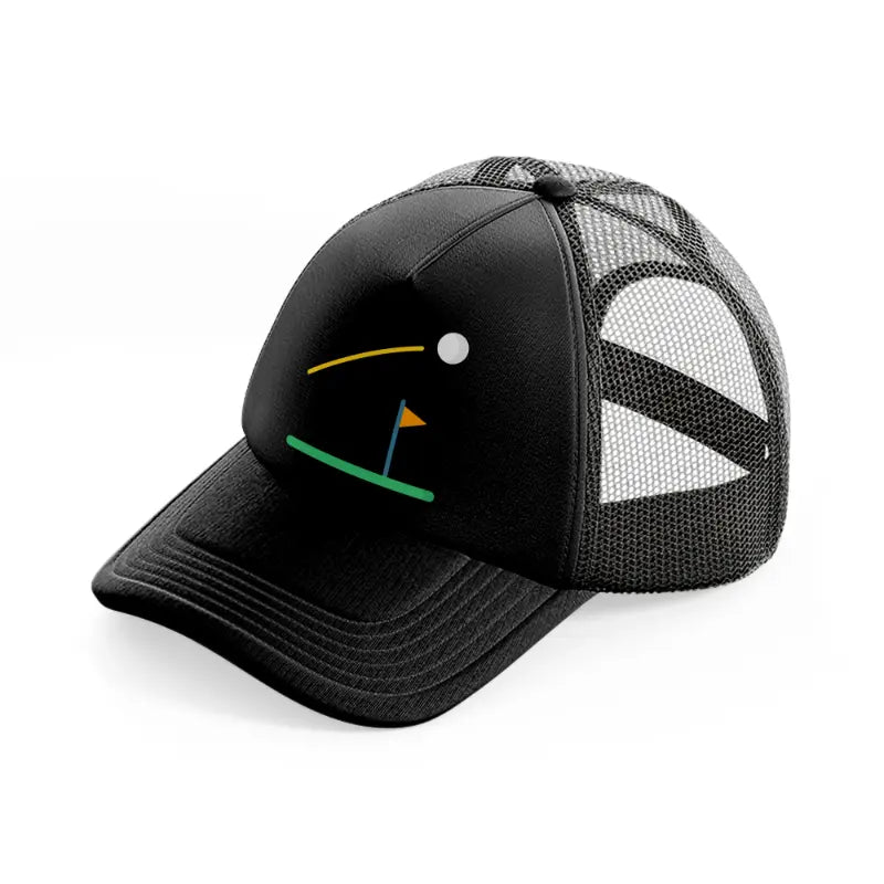 golf cartoon-black-trucker-hat