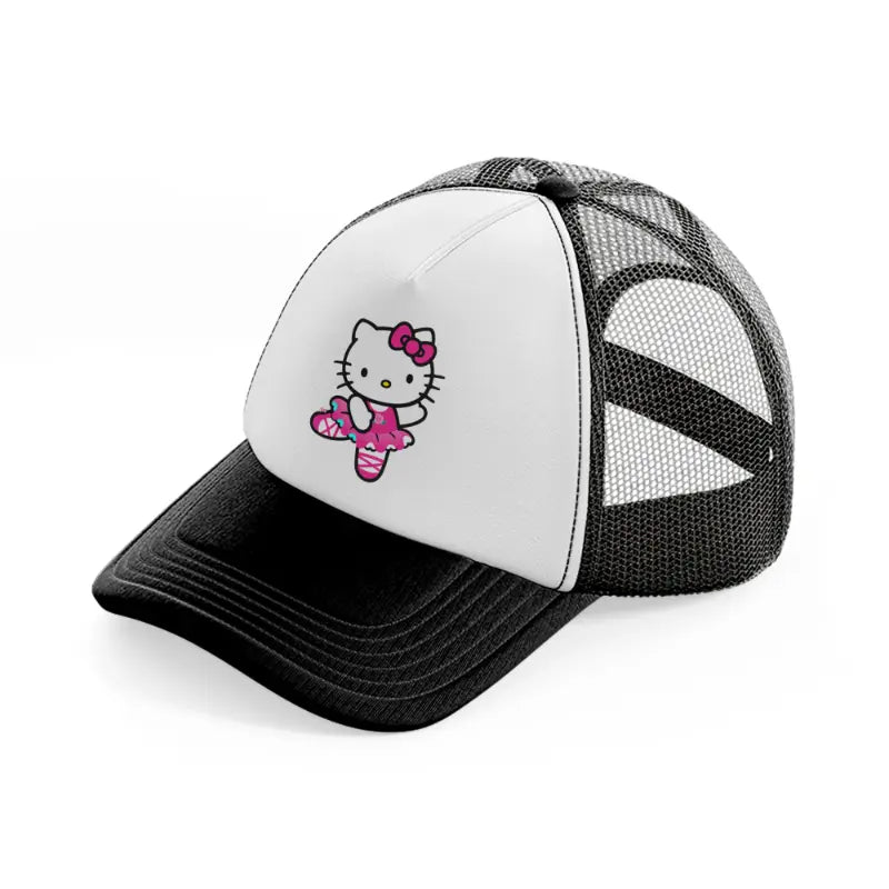 hello kitty ballet black and white trucker hat