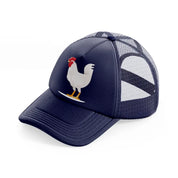 049 rooster navy blue trucker hat