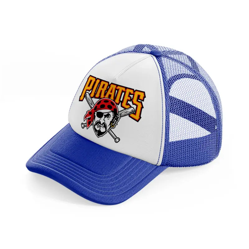 p.pirates emblem-blue-and-white-trucker-hat