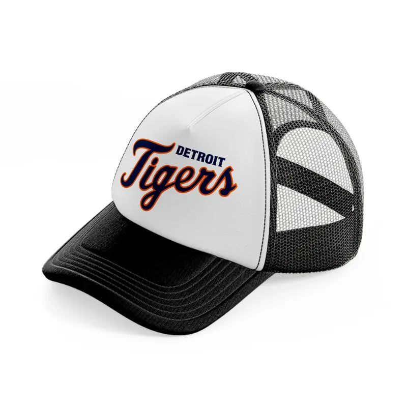 detroit tigers fan black and white trucker hat