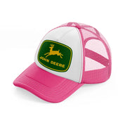 john deere green logo-neon-pink-trucker-hat