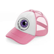 purple eyeball-pink-and-white-trucker-hat