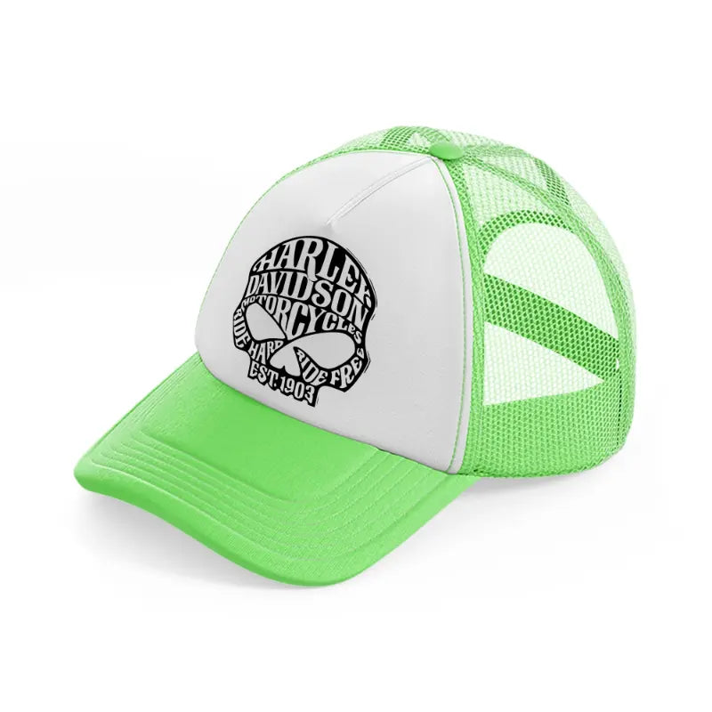 harley-davidson motorcycles ride hard ride free est. 1903-lime-green-trucker-hat