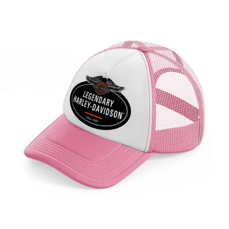 legendary harley-davidson since 1903-pink-and-white-trucker-hat