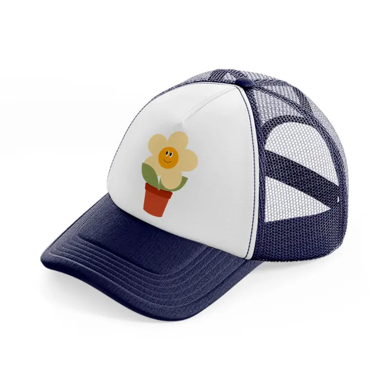 flowerpot navy blue and white trucker hat