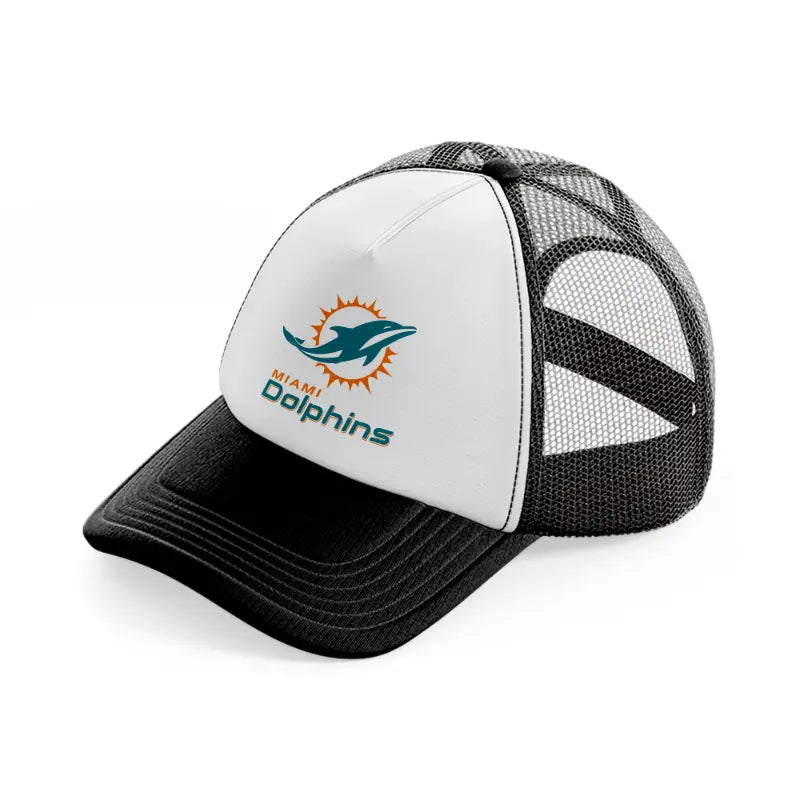 miami dolphins supporter black and white trucker hat