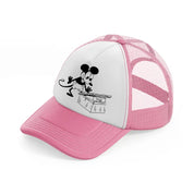 mickey reading pink and white trucker hat