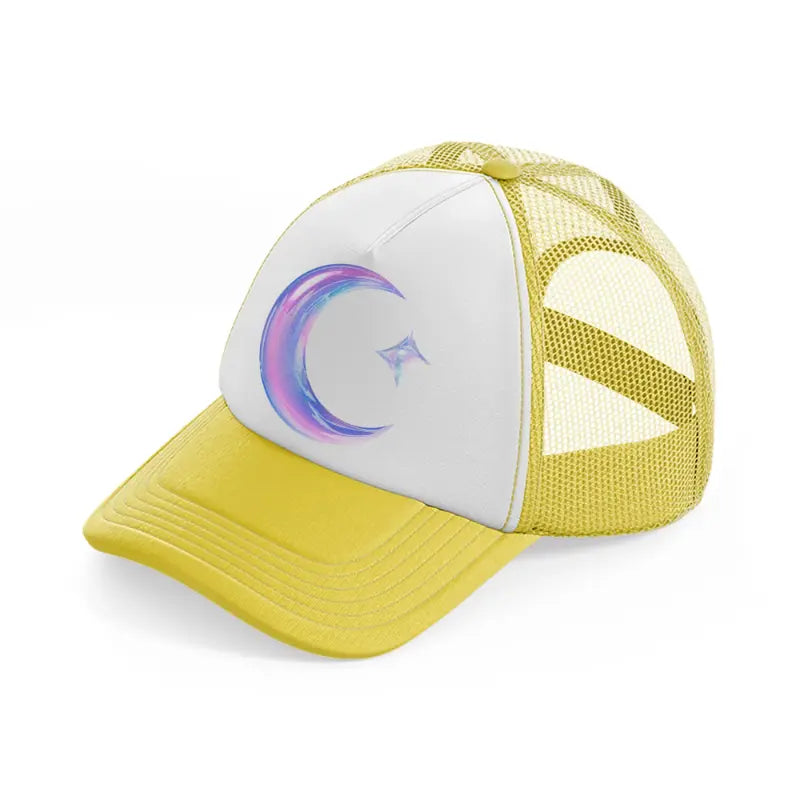 crescent moon with star-yellow-trucker-hat