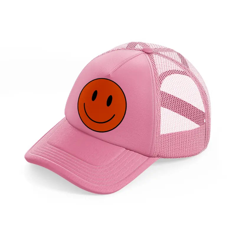 happy face red-pink-trucker-hat