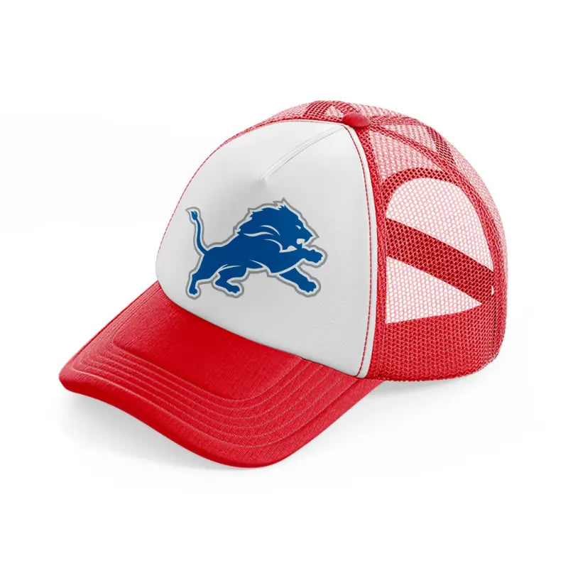 detroit lions emblem-red-and-white-trucker-hat