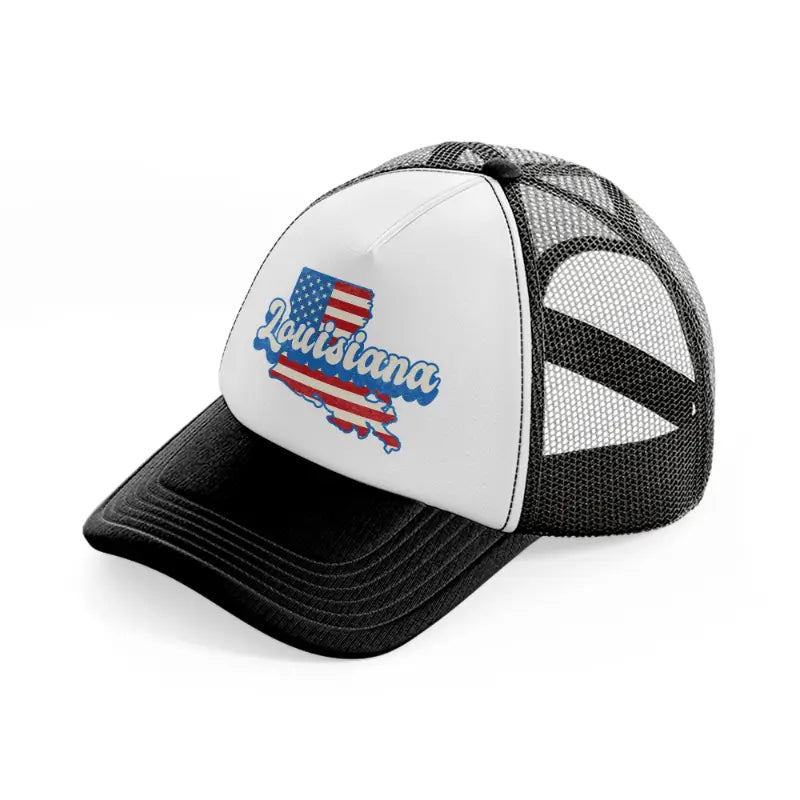louisiana flag-black-and-white-trucker-hat
