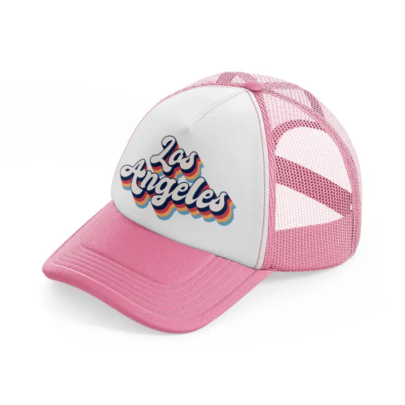 los angeles-pink-and-white-trucker-hat
