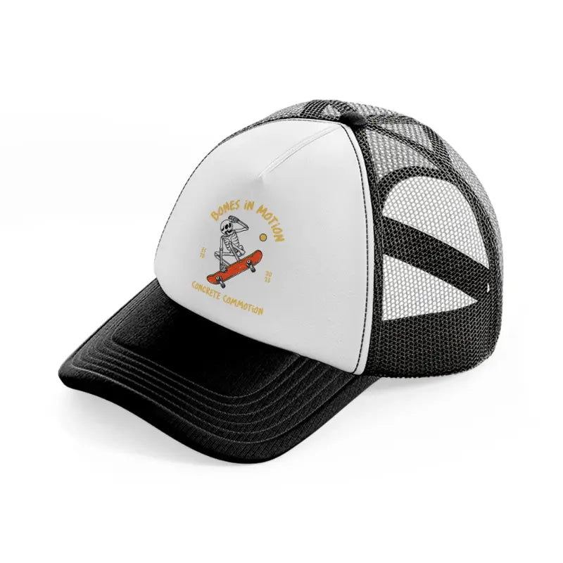 bones in motion concrete commotion-black-and-white-trucker-hat