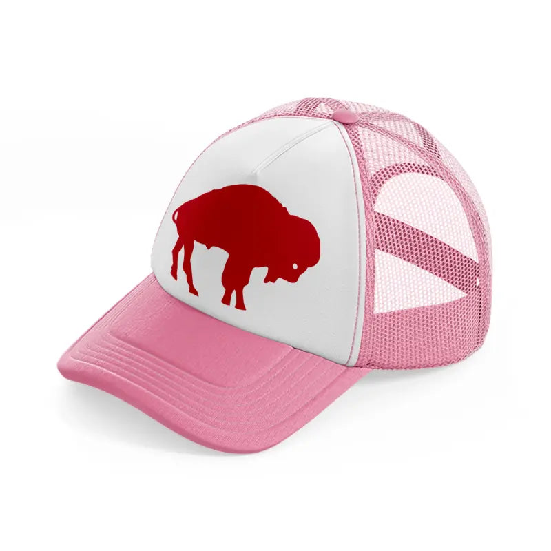 buffalo shape-pink-and-white-trucker-hat