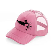 micky on plane-pink-trucker-hat