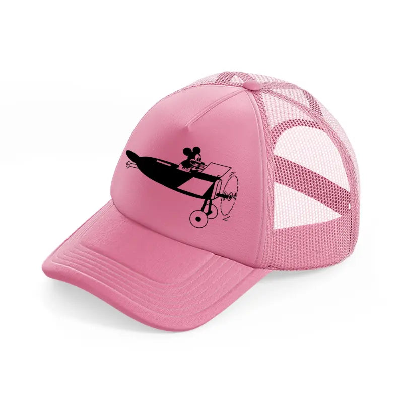 micky on plane-pink-trucker-hat