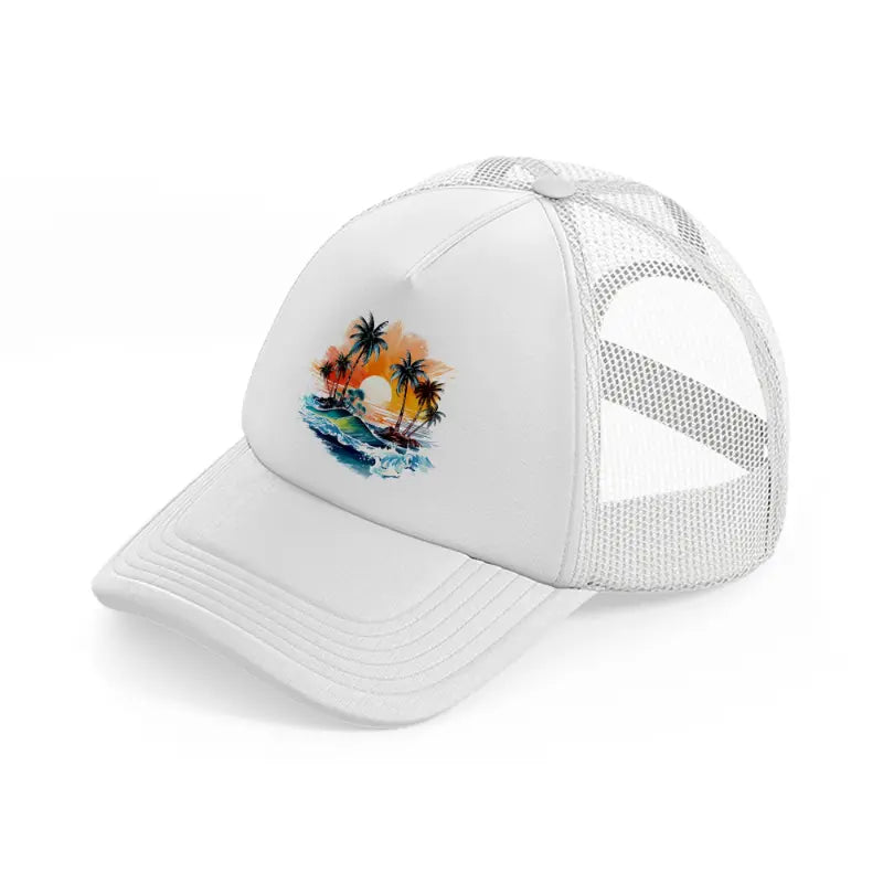 tropical waves-white-trucker-hat