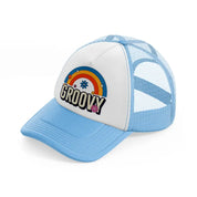 groovy rainbow-sky-blue-trucker-hat