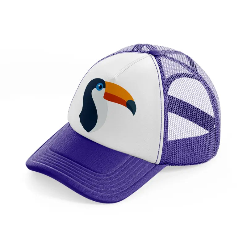 toucan purple trucker hat