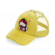 hello kitty strawberry-gold-trucker-hat