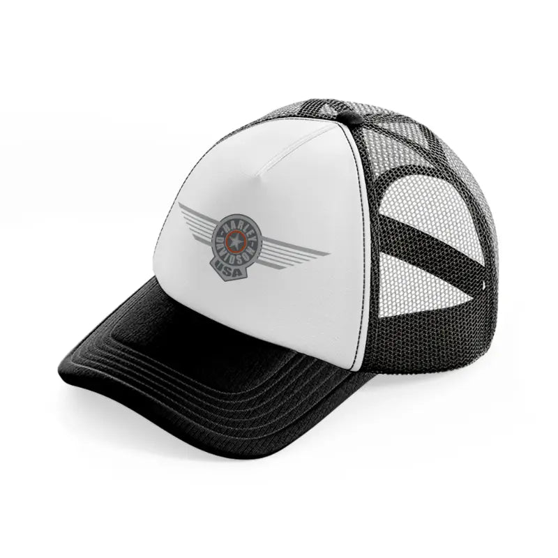 harley-davidson usa-black-and-white-trucker-hat