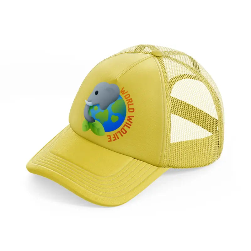 world wildlife day gold trucker hat