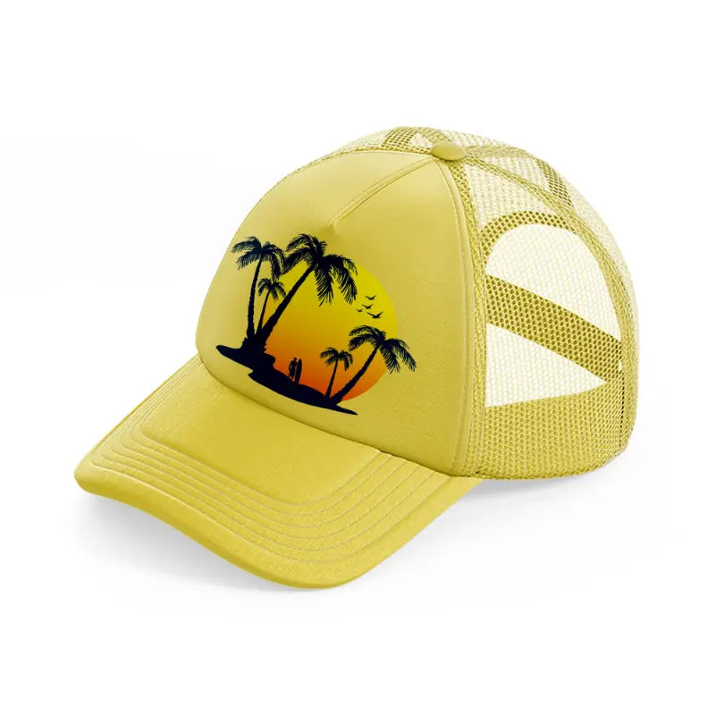 beach gold trucker hat