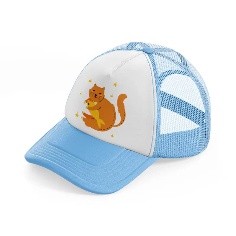 010 fish sky blue trucker hat