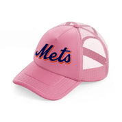 new york mets blue emblem-pink-trucker-hat