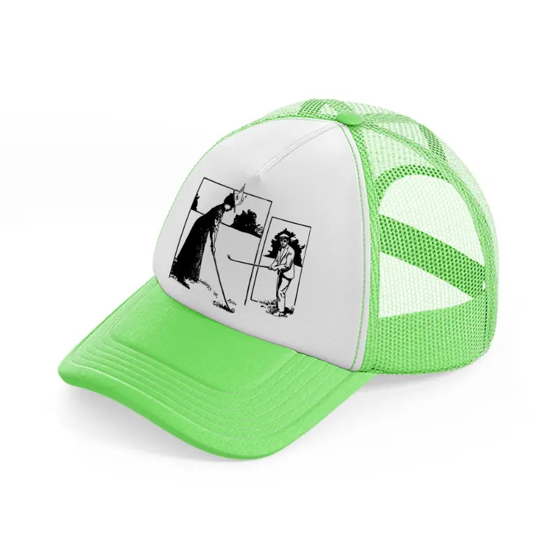 golfer b&w.-lime-green-trucker-hat