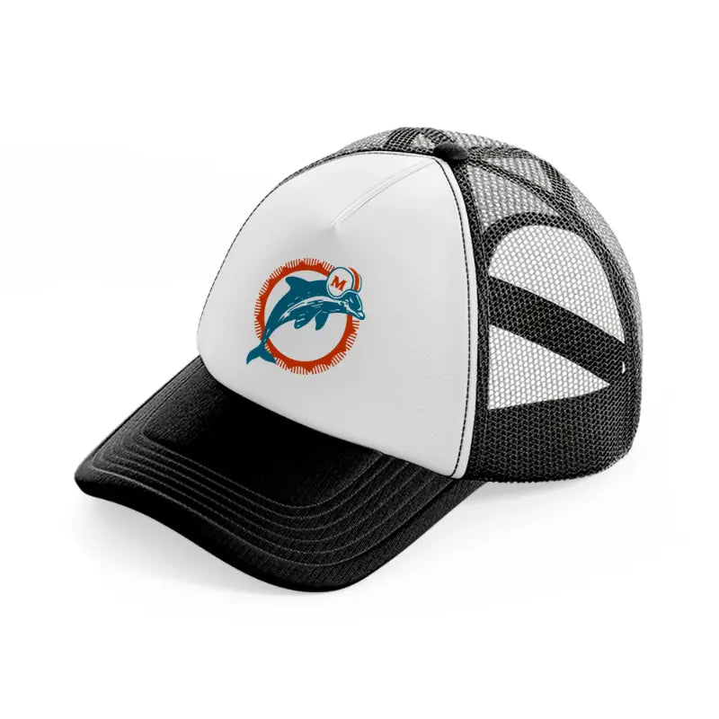 miami dolphins lover-black-and-white-trucker-hat