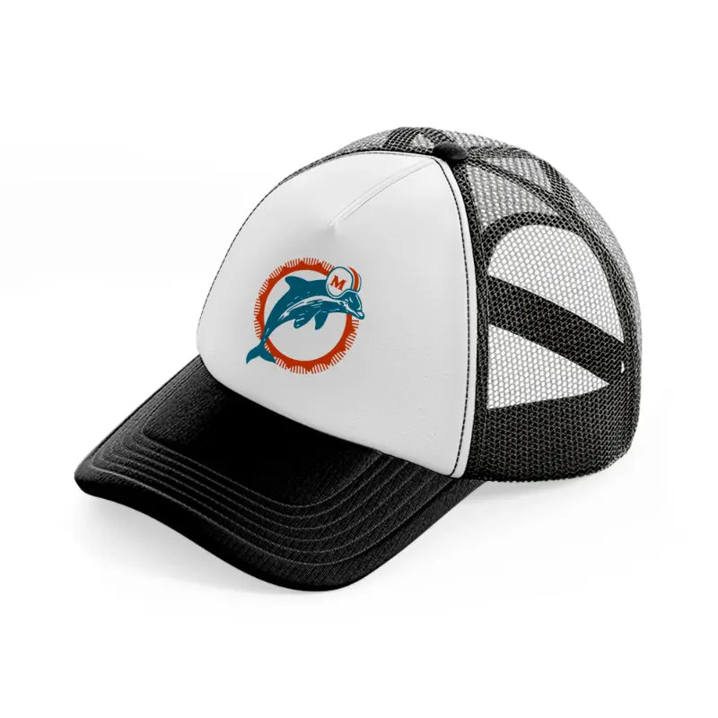 miami dolphins lover black and white trucker hat