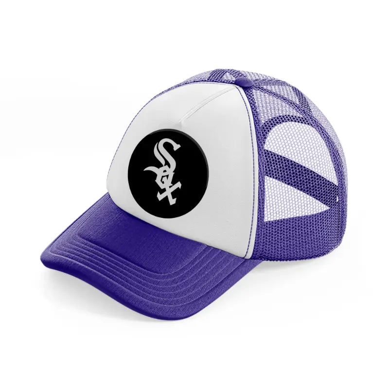 chicago white sox black badge-purple-trucker-hat