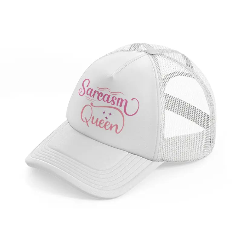 sarcasm queen-white-trucker-hat