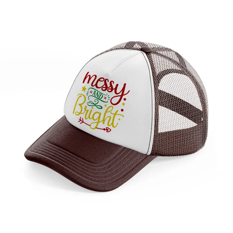 messy and bright-brown-trucker-hat