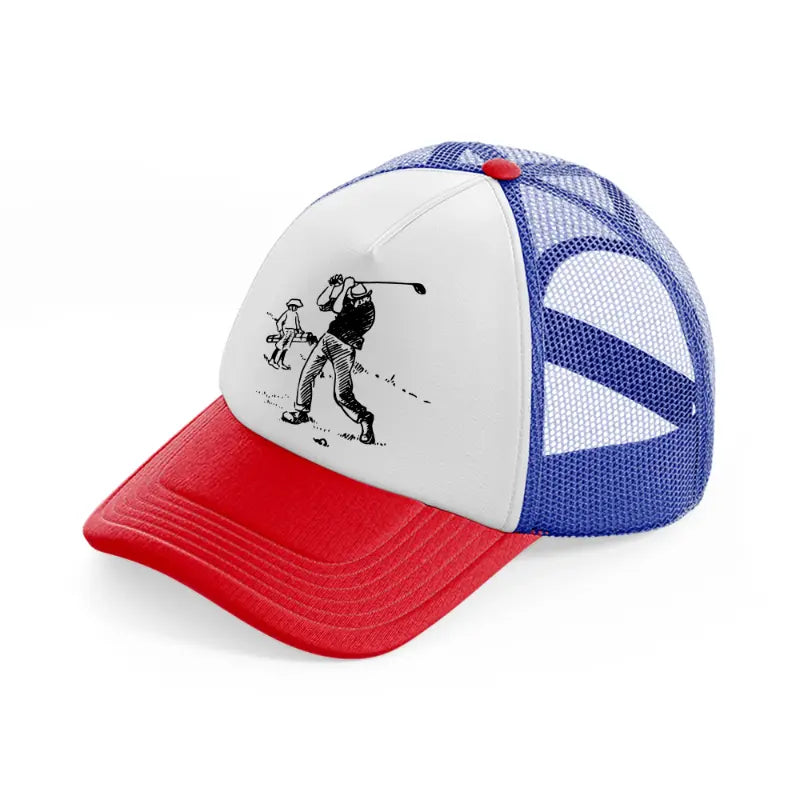 golfer cartoon-multicolor-trucker-hat
