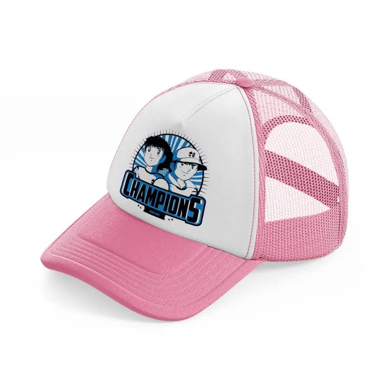 captain tsubasa-pink-and-white-trucker-hat