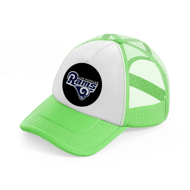 los angeles rams badge-lime-green-trucker-hat