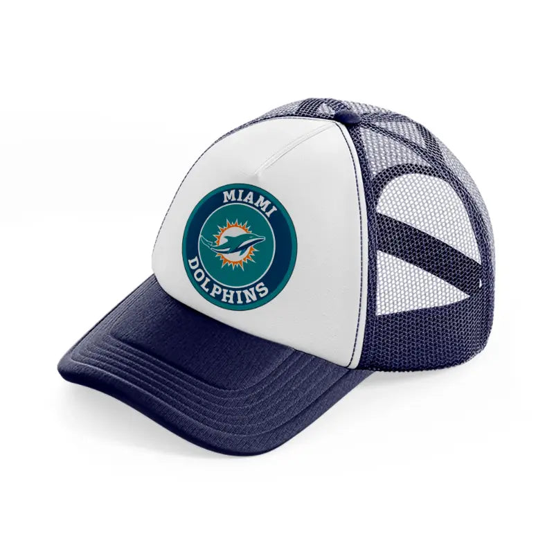 miami dolphins-navy-blue-and-white-trucker-hat