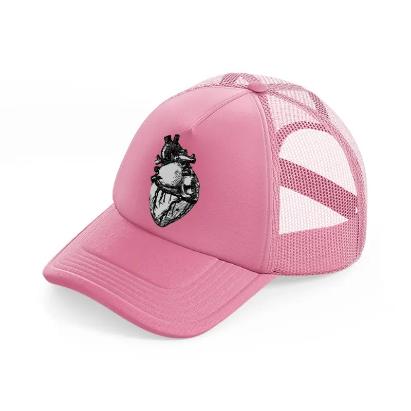 black & white heart-pink-trucker-hat
