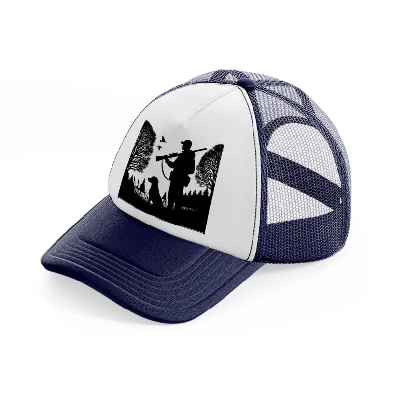 hunter & dog-navy-blue-and-white-trucker-hat