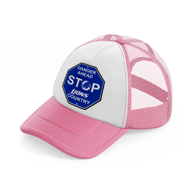 danger ahead lions country-pink-and-white-trucker-hat