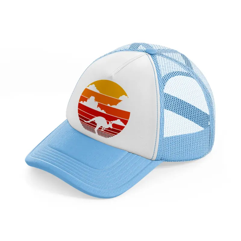 kangaroo retro vintage 60s 70s sunset mammal animal lovers-sky-blue-trucker-hat