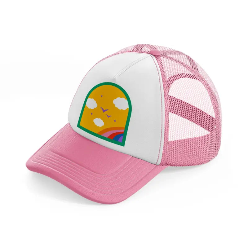 icon10 pink and white trucker hat