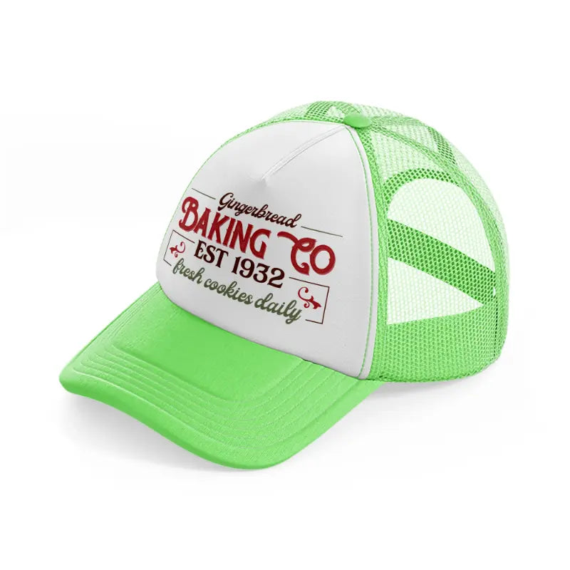 gingerbread baking co est 1932 fresh cookies daily-lime-green-trucker-hat