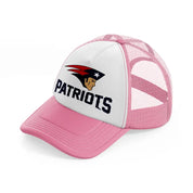 new england patriots retro logo-pink-and-white-trucker-hat