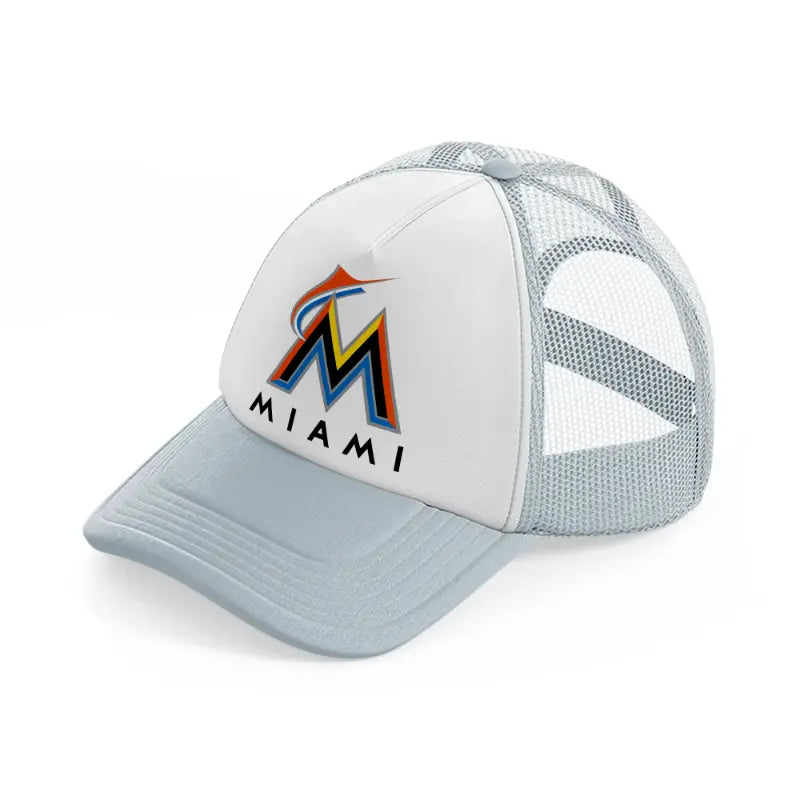 miami marlins logo-grey-trucker-hat