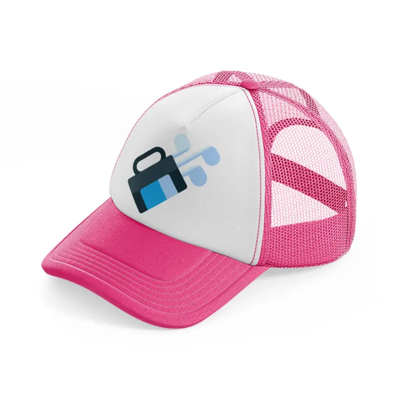 golf bag blue-neon-pink-trucker-hat