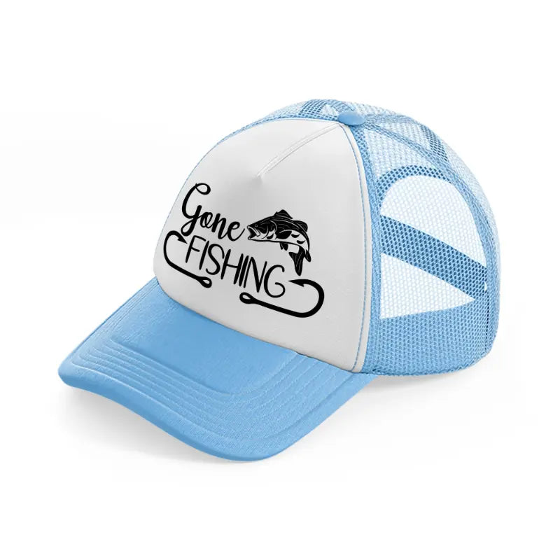 gone fishing hooks-sky-blue-trucker-hat